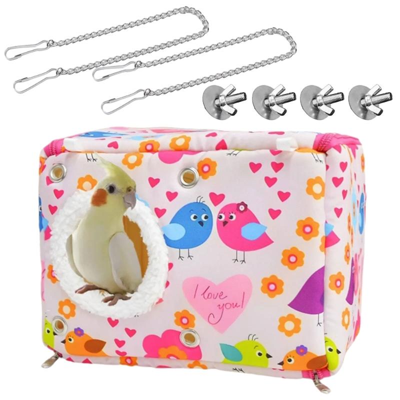 Ninho de Papagaio de Pelúcia Grosso Rede de Gaiola de Pássaro Quente Cama para Clima Frio Design de Pendurar Seguro na Gaiola Abrigo para Pássaros