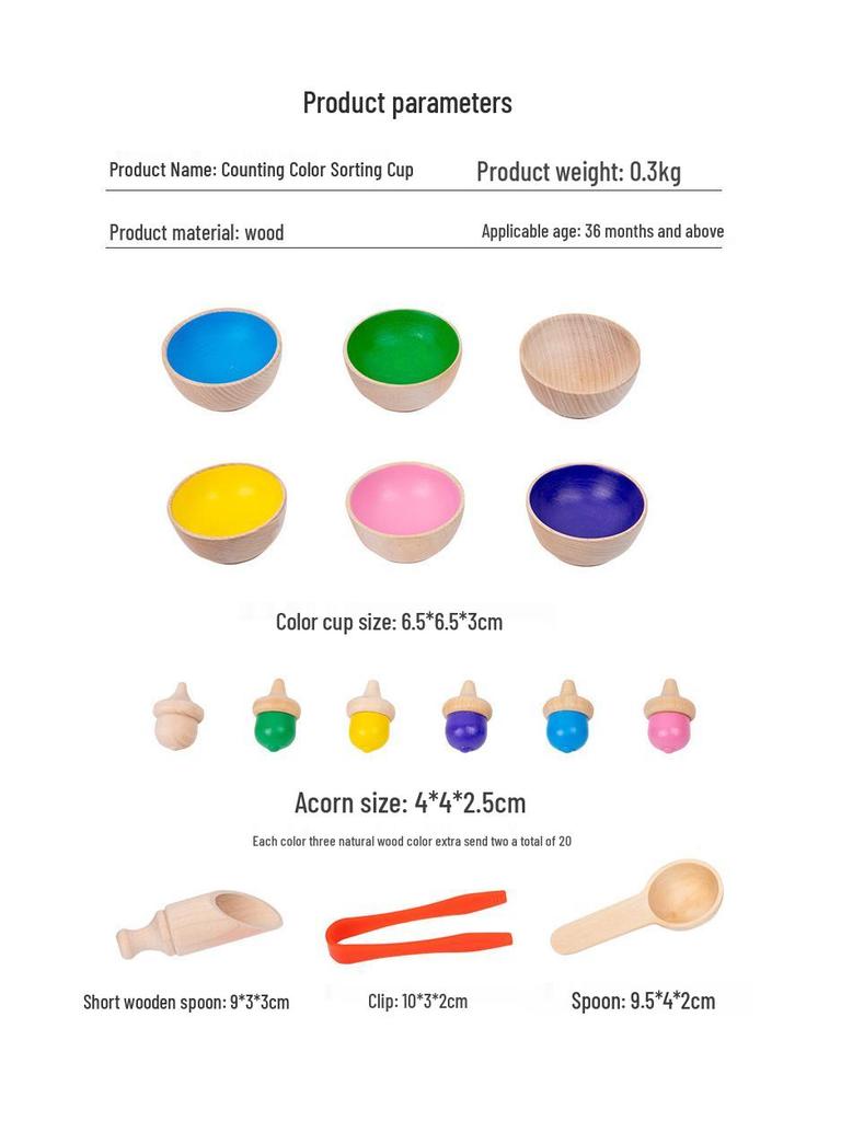 Montessori Wooden Color Sorting & Counting Game for Early Childhood Education