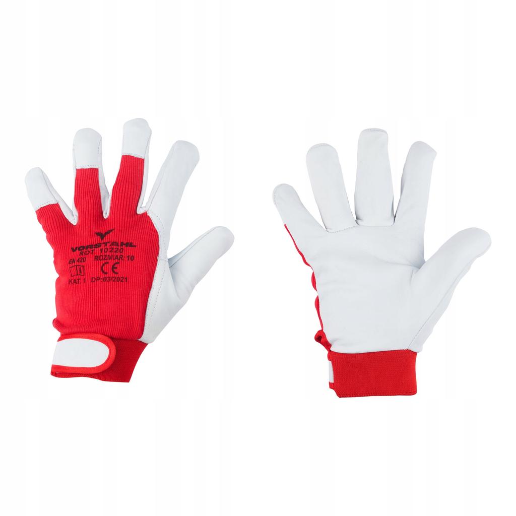 PROTECTIVE WORK GLOVES WITH VELCRO Leather Gloves Size 10 Vorstahl