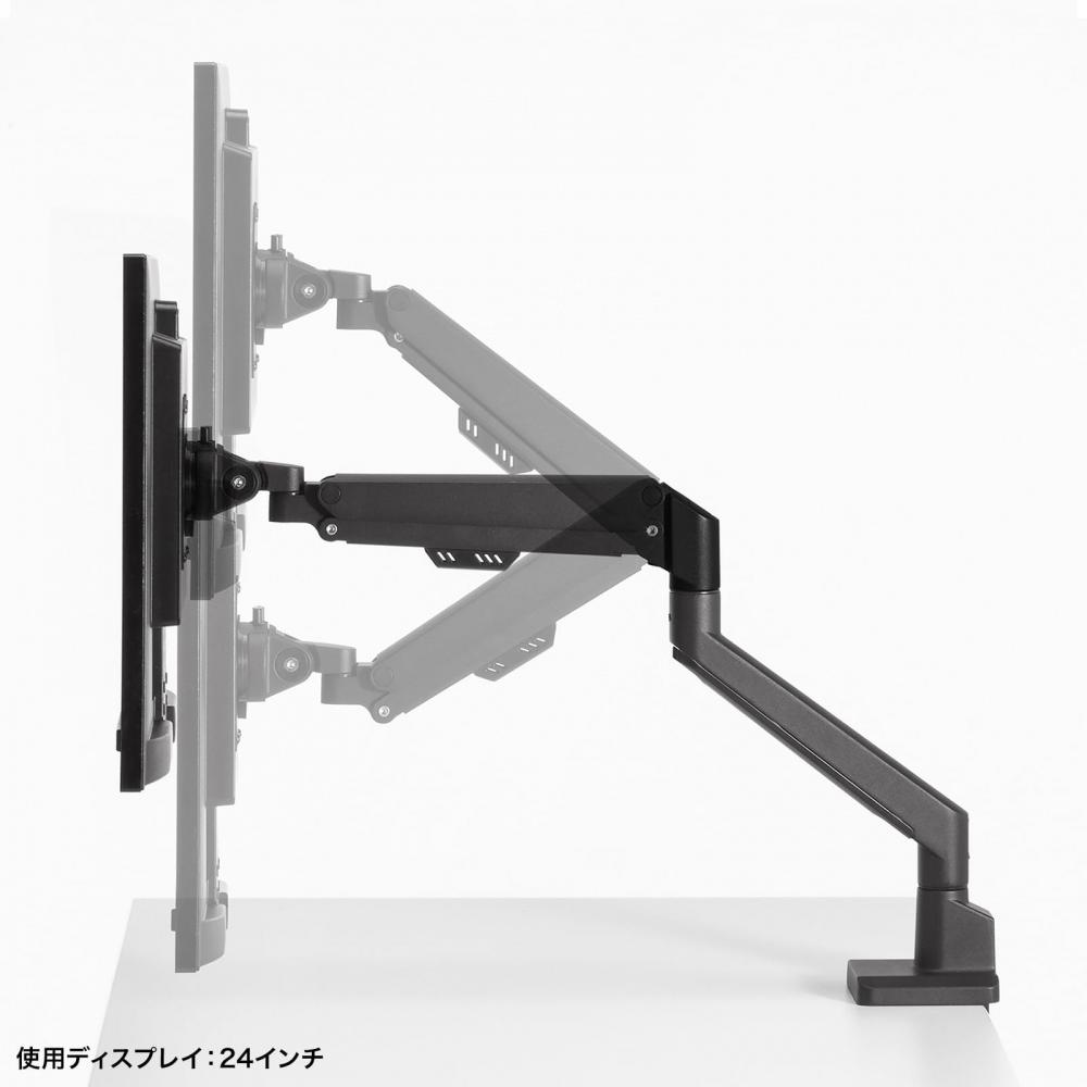 SANWA SUPPLY Monitor Arm (Single Gas Spring Type Thin Short Clamp Black) CR-LAC1403BK