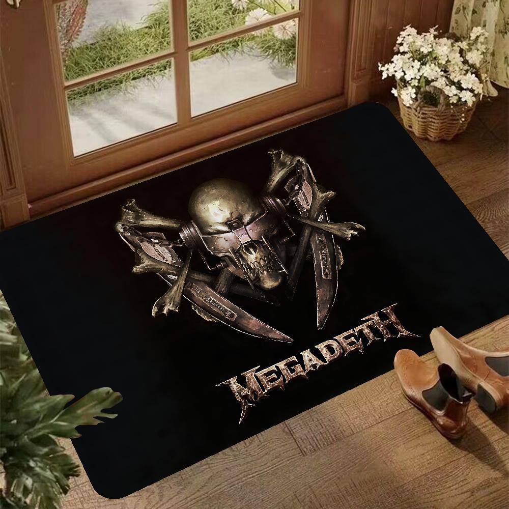 M-Megadeth Band Floor Mat INS Style Soft Bedroom Floor House Laundry Room Mat Anti-skid Bedside Area Rugs