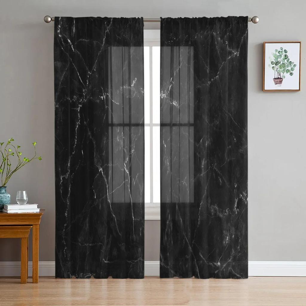 Marble Nordic Style Tulle Sheer Curtains for Living Room Decoration Window Curtain for Bedroom Kitchen Voile Organza Drapes