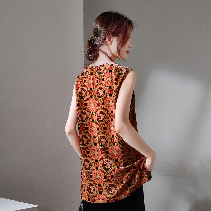 SOFSIL Women's Silk Sleeveless Printed Blouse