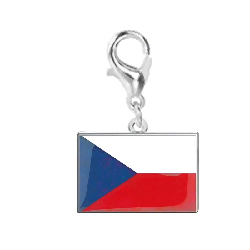 Braccialetto con Charm Bandiera in Acciaio Inossidabile con Moschettone, Gioiello Ciondolo Paese per Regalo di Viaggio Accessorio Stile