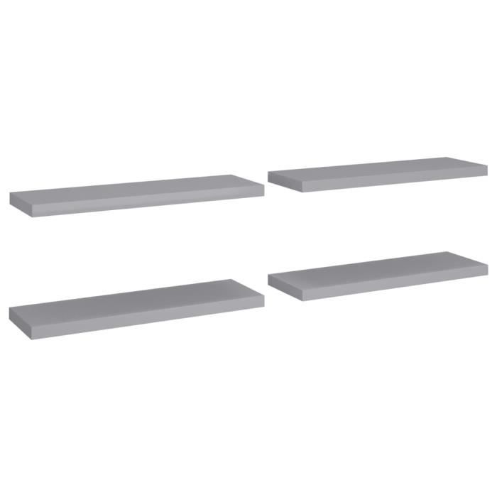 VidaXL Étagères murales flottantes 4 pcs Gris 80x23,5x3,8 cm MDF
