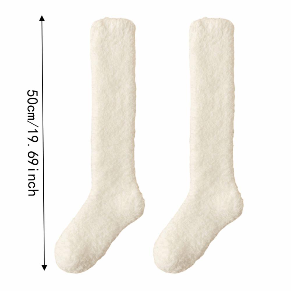 Coral Fleece Knee High Socks Thickened Coral Fleece Socks New Fuzzy Long Socks Home Lounging