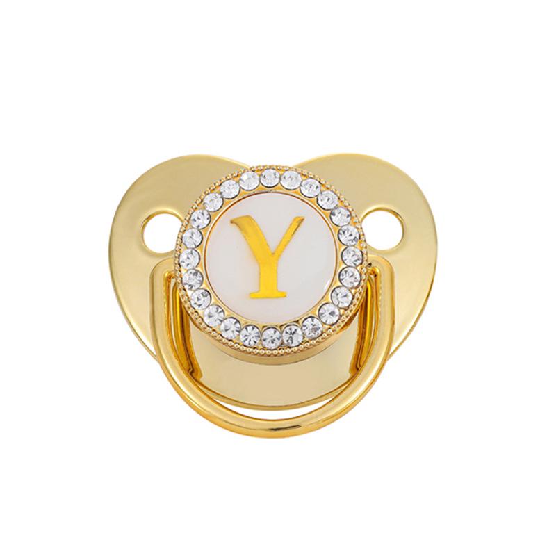 Goldenes Alphabet Schnuller Beißring - Baby Beruhigungsspielzeug