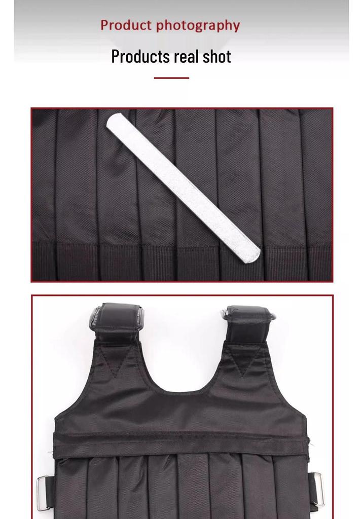 Verstellbare Gewichtsweste 1-20kg, Unsichtbares Oxford-Gewebe mit Stahlplatten für Fitness-Training