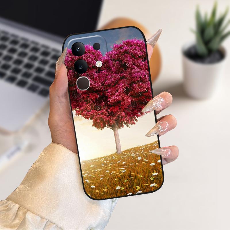 Pro vivo Y29 4G Pouzdra Y 29 Roztomilý Kreslený Potisk Černé Měkké Silikonové TPU Kryt Telefonu Pro Vivo T4x 5G Ochranné Pouzdro Fundas Case Capa