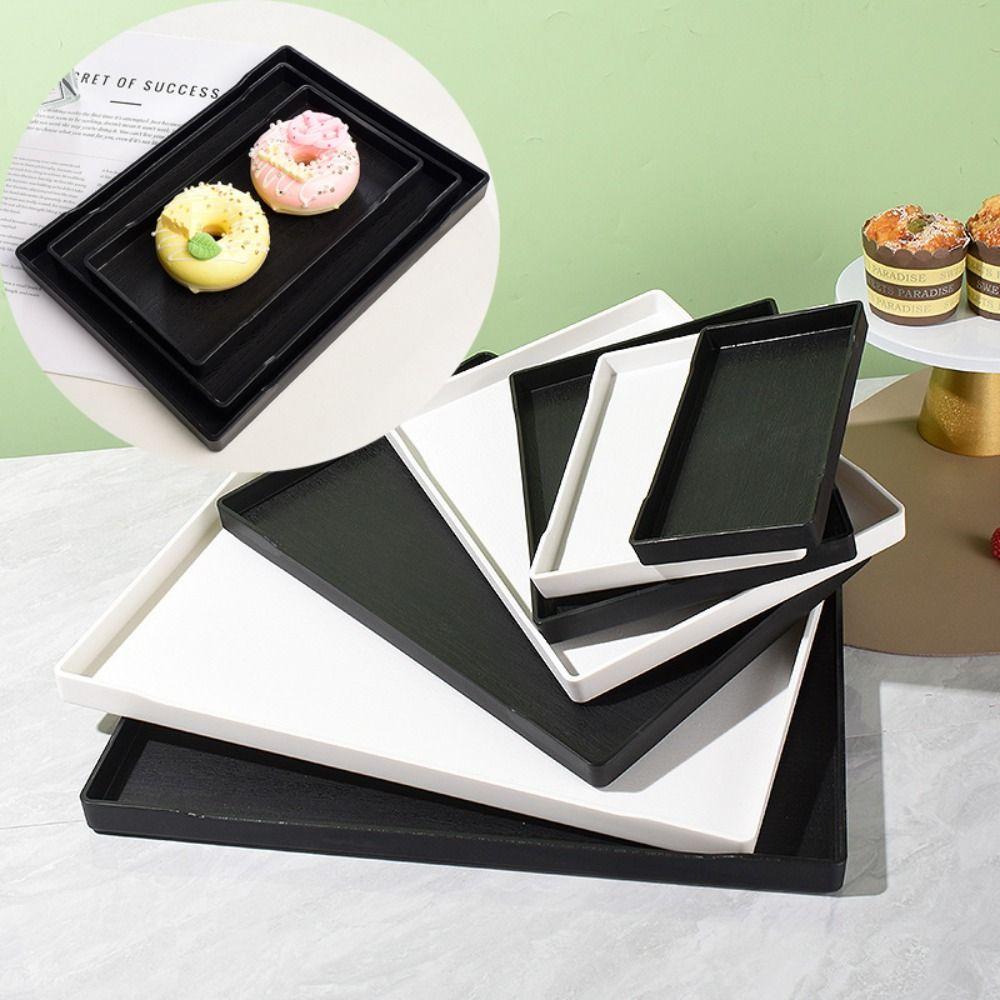 Rectangle Serving Trays Black White Bed Table Tray New Large Plastic Tray  Kitchen