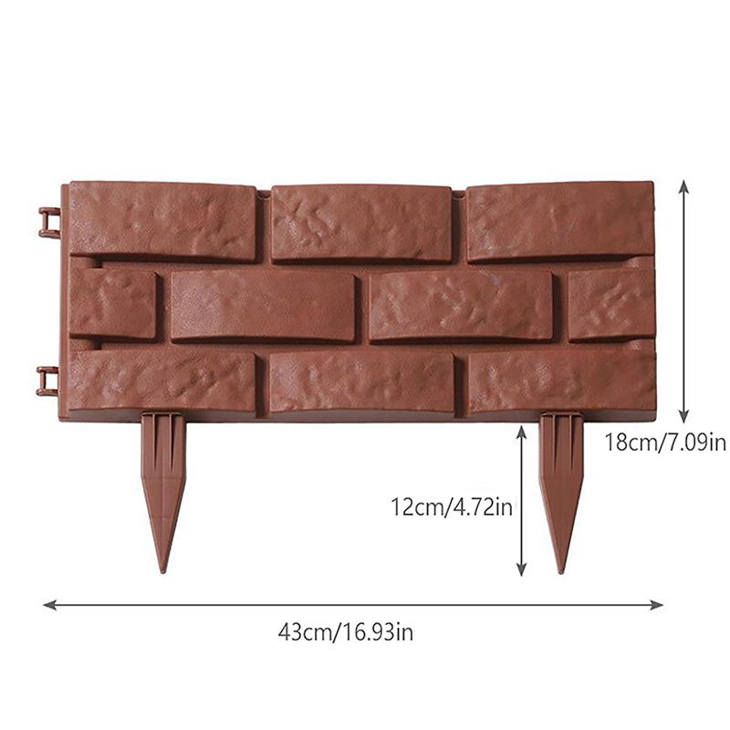 Flower Bed Edging Plastic Garden Fence Diy Edging Stones Brick Effect Lawn Edging Flower Bed Plant Border Brown Landscaping