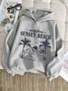 Latest American Retro Beach Sunset Print Children's Hooded Sweatshirt - Boys' and Girls' Loose Fitted Pullover Sweater