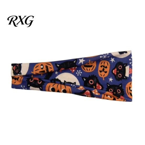 Skull Pumpkin Headband Halloween Headbands for Women, Cute Ghost Bat Cat Skeleton Wide Hair Bands, For Running Breathable Stretchy Non-Slip Headbands,