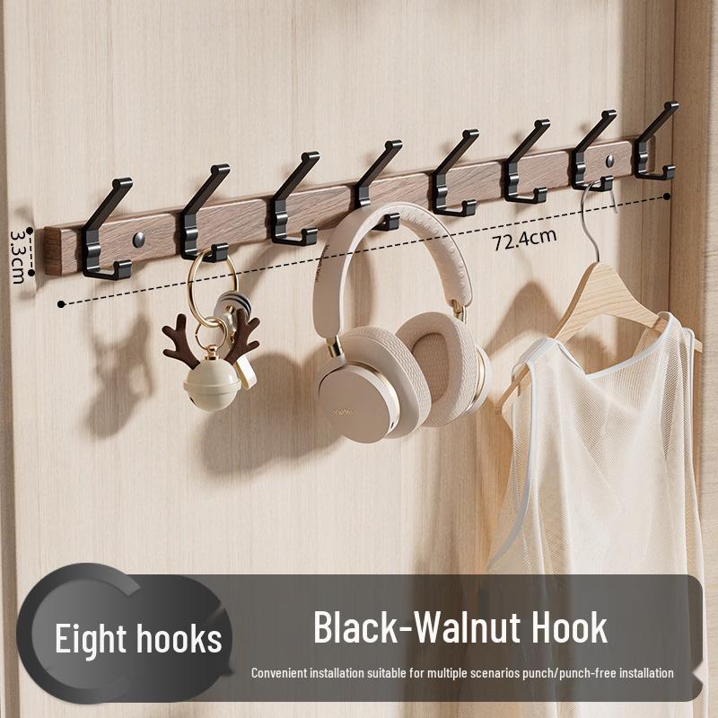 Walnut Strong Load-Bearing Door & Wall Hook Rack