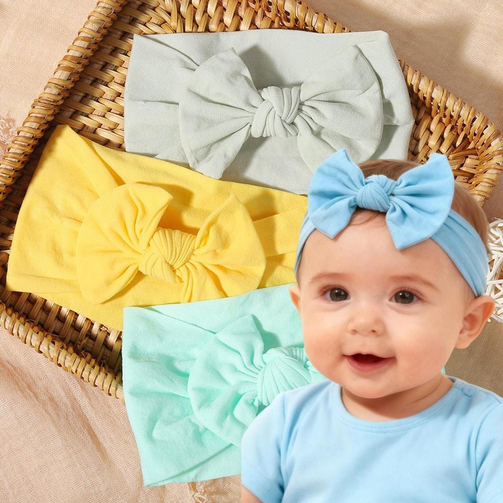 3 Stück/Set Süßigkeitenfarbe Baby-Stirnband Niedliche Schleife Weich Elastisch Neugeborene Baby Jungen Mädchen Haarband Kopfschmuck Baby Haaraccessoires