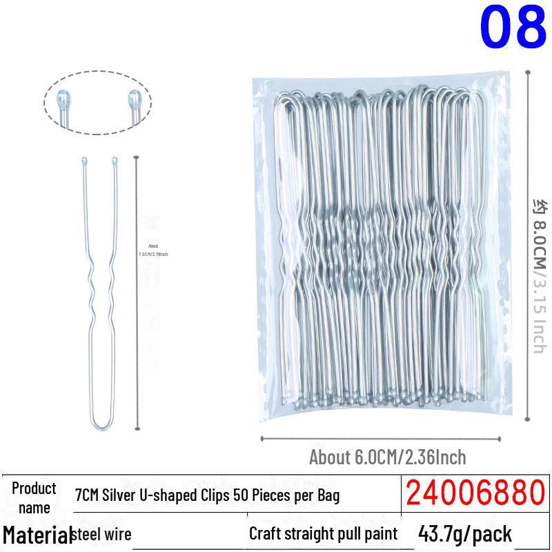 50 Black U-Shaped Hair Clips: Thick Head Ornaments and Hair Accessories for Women