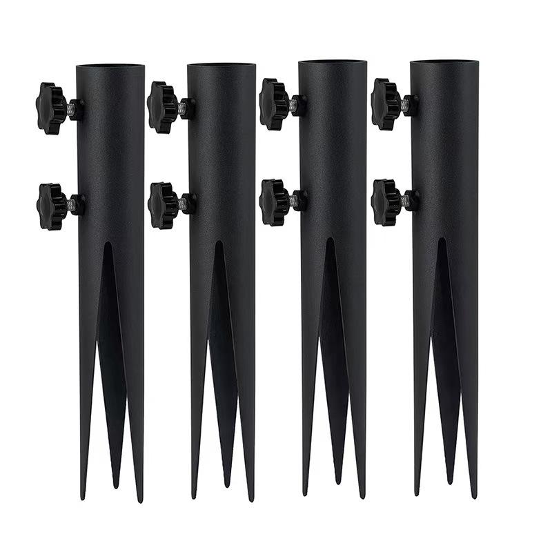 4 Piece Steel Torch Stakes, Garden Stakes For Outdoor Lights, Black Ground Spike Replacement Stakes For Solar Lights