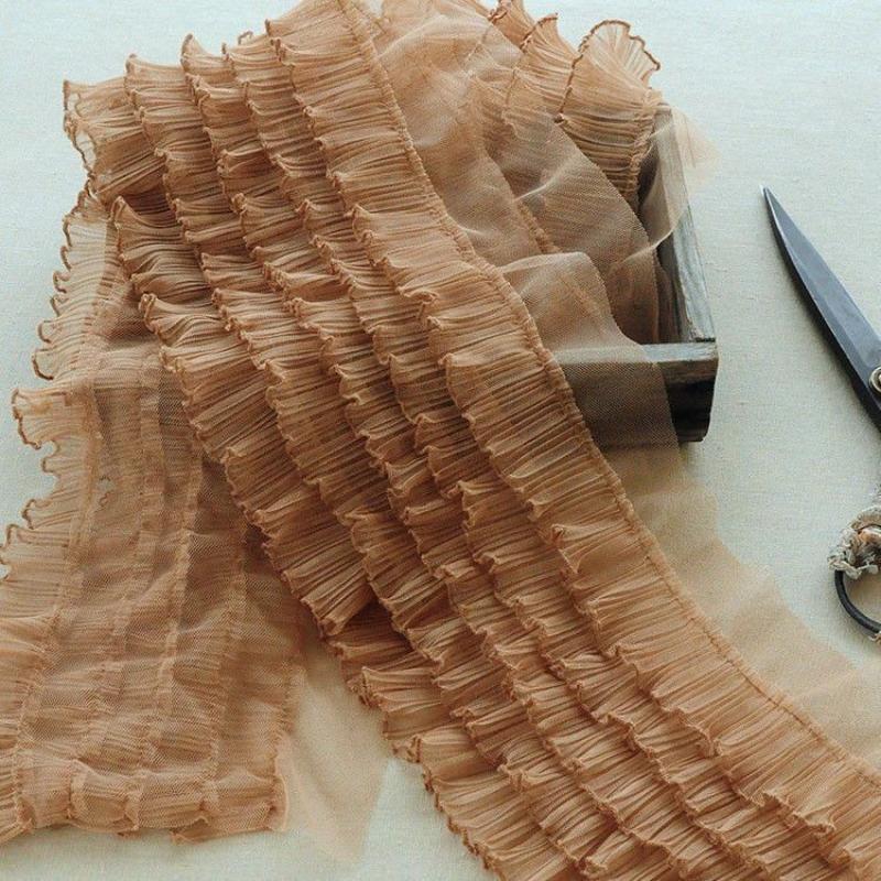 17cm wide 5-layer organ pleated mesh fluffy wavy edge lace DIY Girl Princess Doll dinner dress skirt for easy sewing accessories