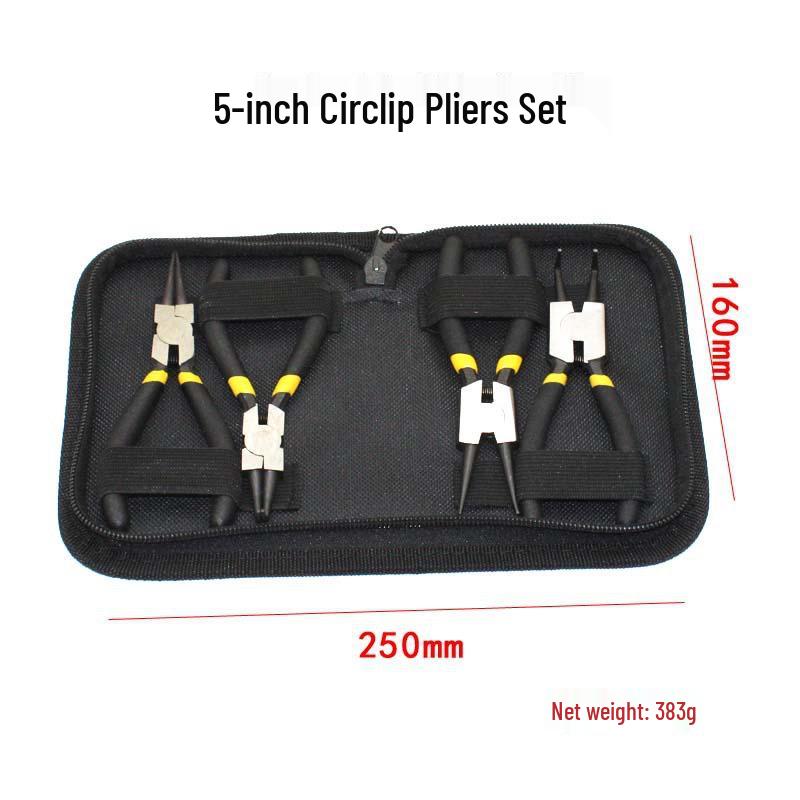 5" Industrial-Grade Multifunction Circlip Pliers - Dual-Use, Inner & Outer Straight, Manual Disassembly Tool