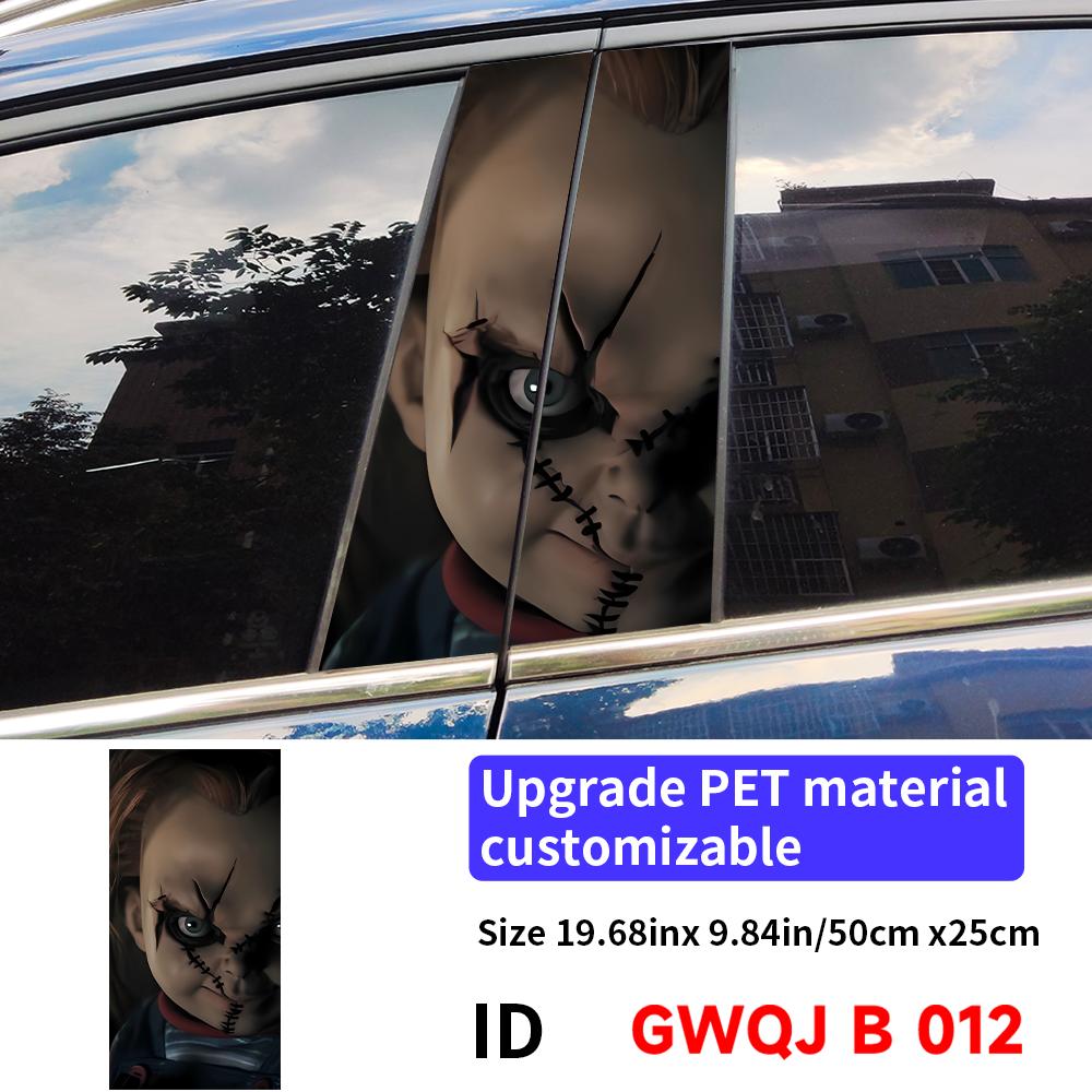 Horror Ghost Doll Car Sticker Auto B-pillar Car Center Column Decor Cover Scratches Waterproof Sunscreen Vinyl Decal Accessories