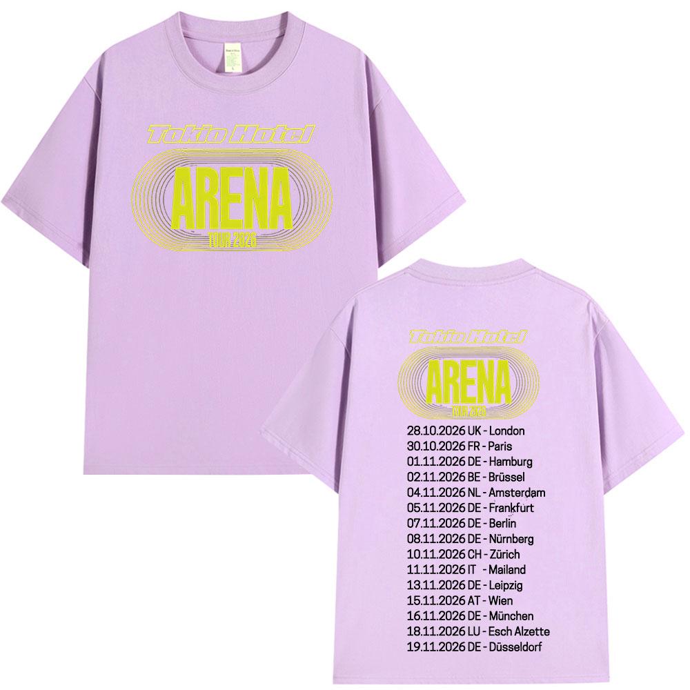 Rock Band Tokio Hotel Arena Tour 2026 Tshirts Unisex Women Fashion Vintage Short Sleeve Tshirt High Quality Cotton Casual T Shirt