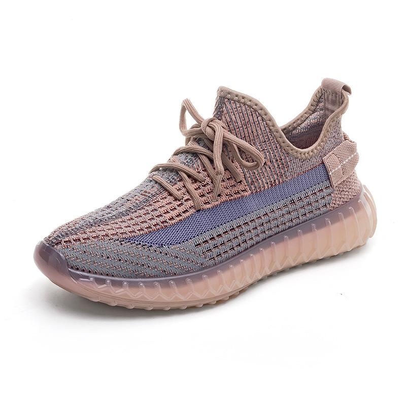 Popcorn versatile fly-woven sneakers men's breathable soft-soled running shoes 2025 spring and summer couple coconut shoes