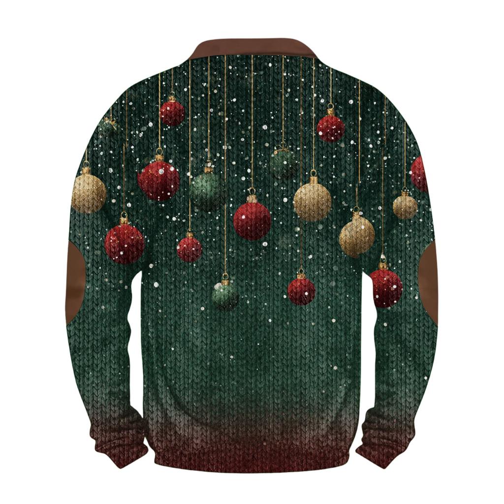 Mens Christmas Sweater Zip Up Sweatshirts Vintage Knit Graphic Sweatshirt Xmas Stand Collar Pullover