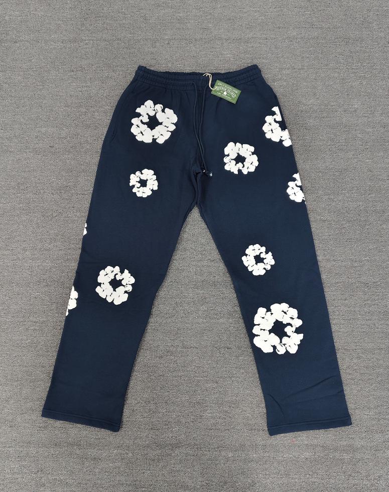 Schwerer Baumwoll-Denim-Hoodie mit Blumenmuster - Trendige amerikanische Streetwear-Jacke für Herren