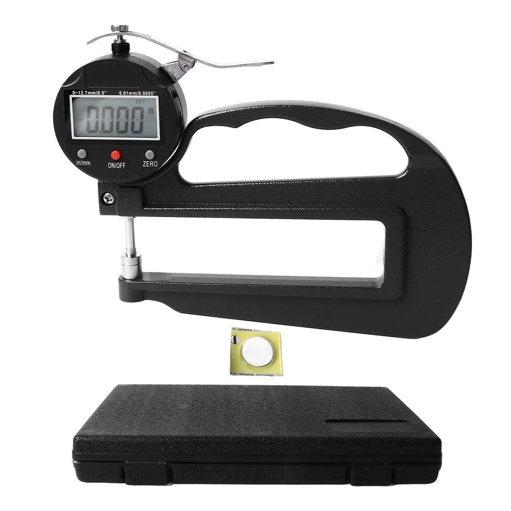 Digital Thickness Gauge Thickness Meter 0.0005in 0.01mm Resolution Compact Versatile 0 To 12.7 X 120mm Range for Manufacturing