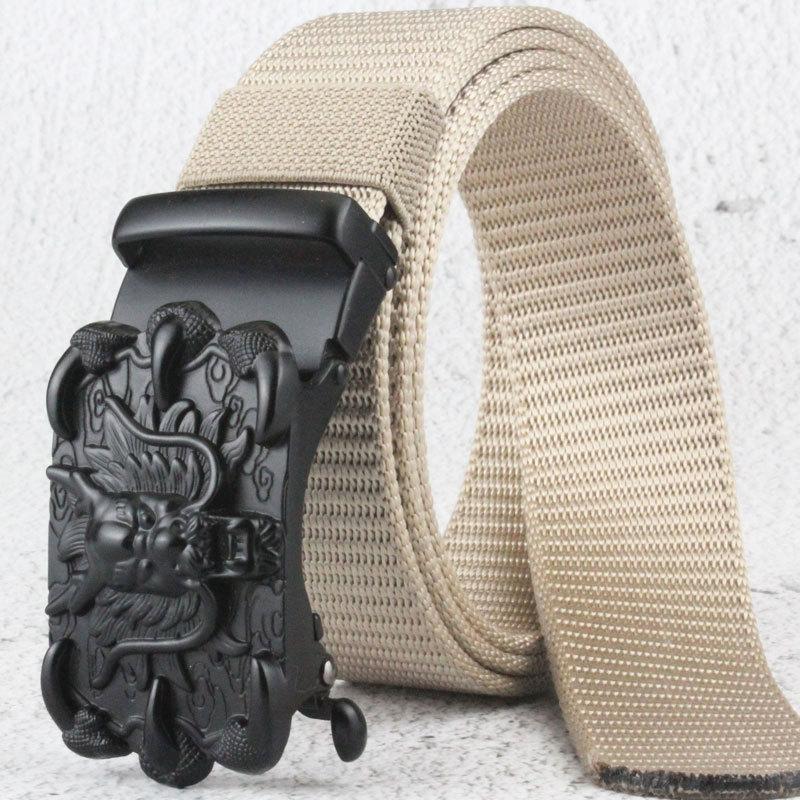 Belt, Men's Automatic Buckle Toothless Business Casual Men's Belt, Young People's Personality Trendy Nylon Canvas