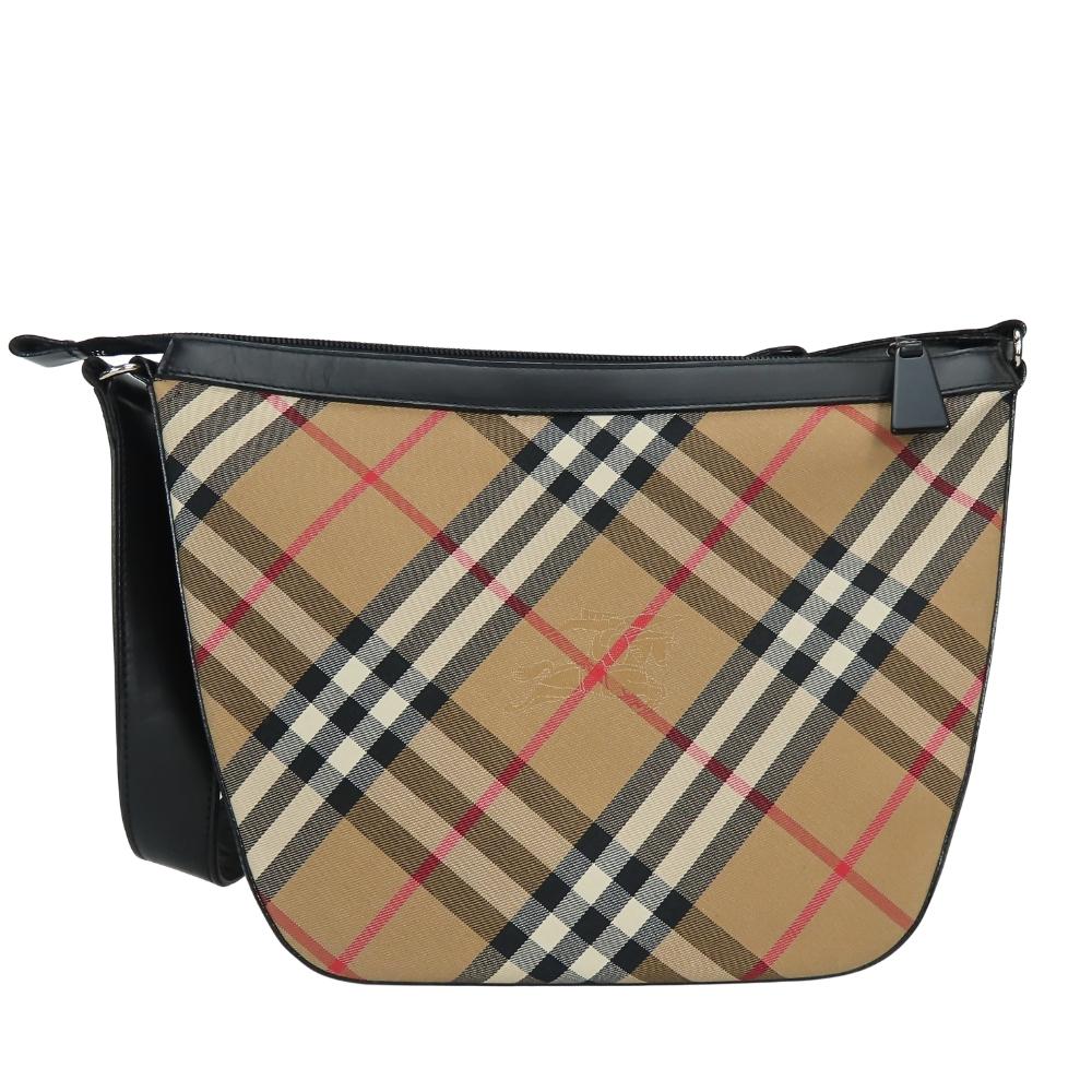 Used Burberrys Shoulder Bag Nova Check canvas/leather beige black one belt