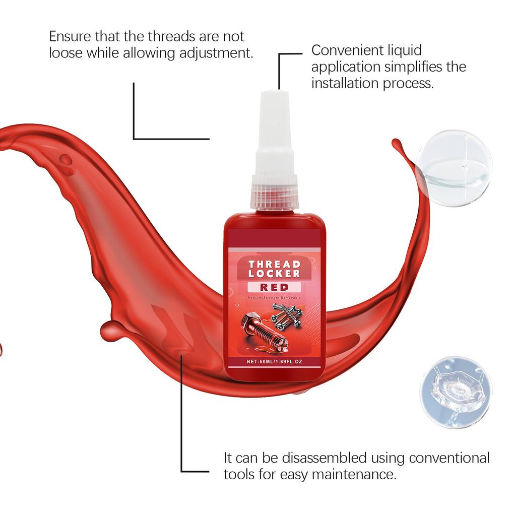 Industrial Thread Locking Glues 50ml Bottle Quick Dry High Temperatures Resistant Craft Supplies for Engineers