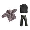 Rakulifey OB11 Size Obitsu 11 Clothes, Cute 3-Piece Set for Obitsu Dolls: Coat, Pants, and Shirt (Brown Houndstooth)