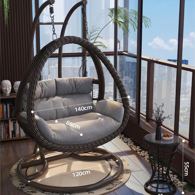 Indoor/Outdoor Rattan Hanging Basket Chair: Rocking Double Swing & Lazy Hammock