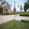 Steel bird feeder station, freestanding bird feeder 208H cm with 4 hooks, black