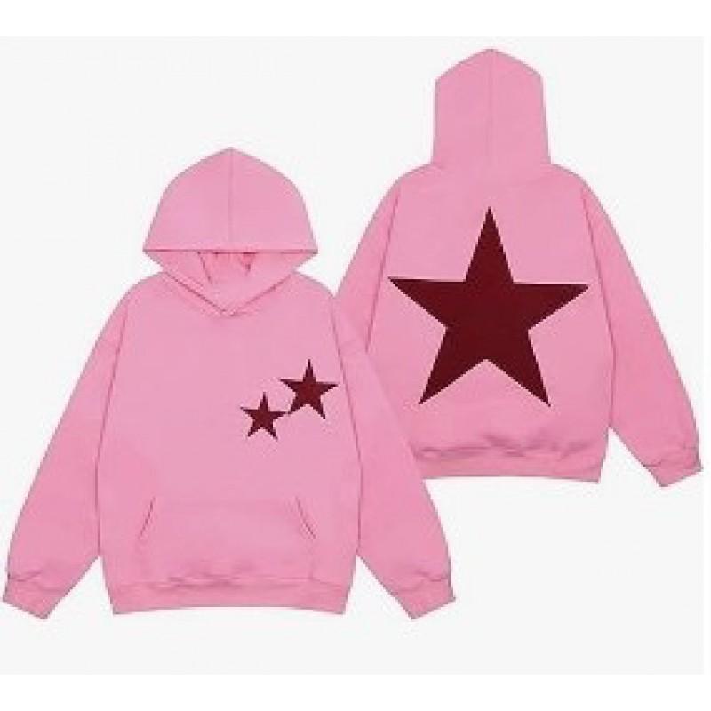 Damen Oversized Kapuzenpullover mit Sternenprint Lockerer Schnitt Streetwear Langarm Pullover Warmes Fleece Top