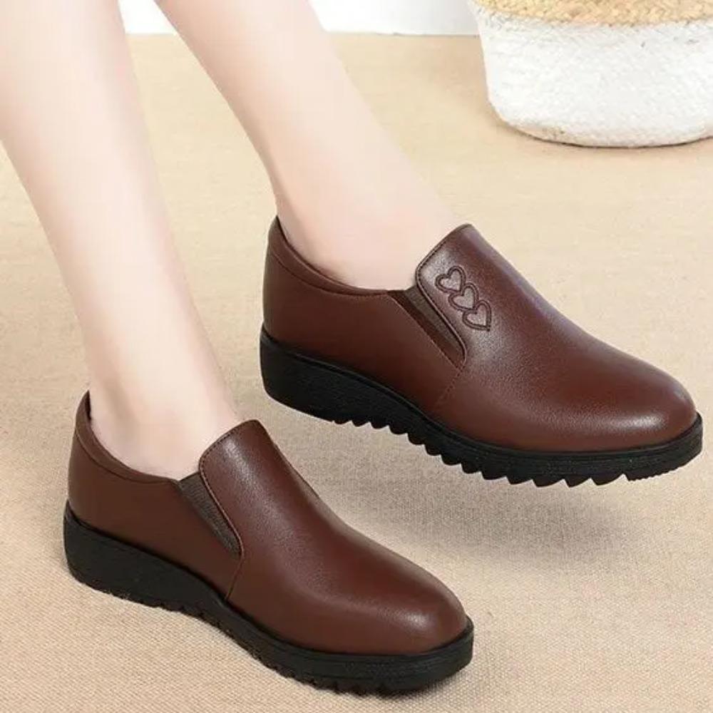 

2025 Новые женские лоферы слипоны - Удобная обувь из натуральной кожи, Нескользящая подошва, Легкая повседневная обувь для мам 41 коричневый