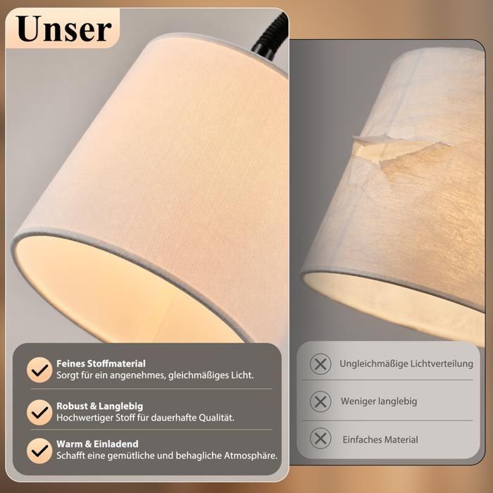 NETTLIFE Lampadaire - 160 cm abat-jour beige pivotant à 360° avec interrupteur à pied culot E27 style moderne en tissu