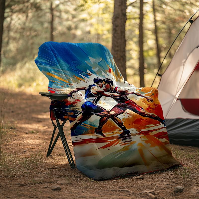 wrestling Theme Printed Blanket - Perfect for Couch, Bed, Travel & Outdoor Use | Machine Washable, Cozy & Durable.