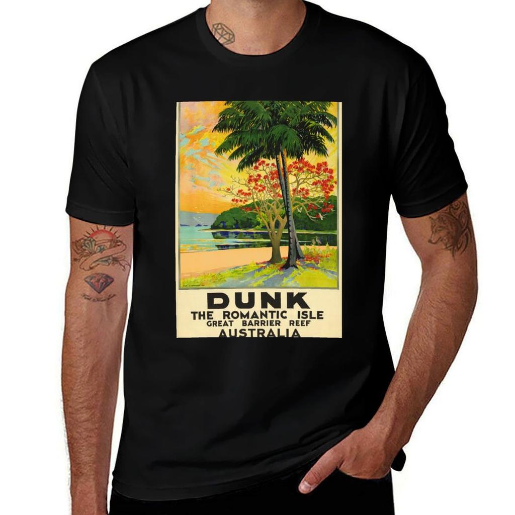 Dunk Island Vintage Poster Tshirt All Match Print Short Sleeve Top Tshirt