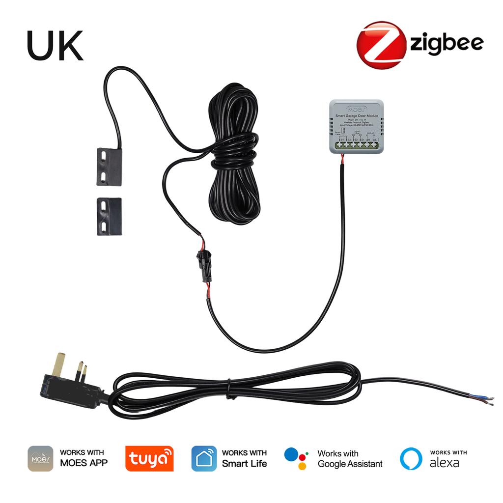 MOES Zigbee Garage Door Controller Module, Works with Tuya/Smart Life, Alexa & Google Home Voice Control, Smart App Remote