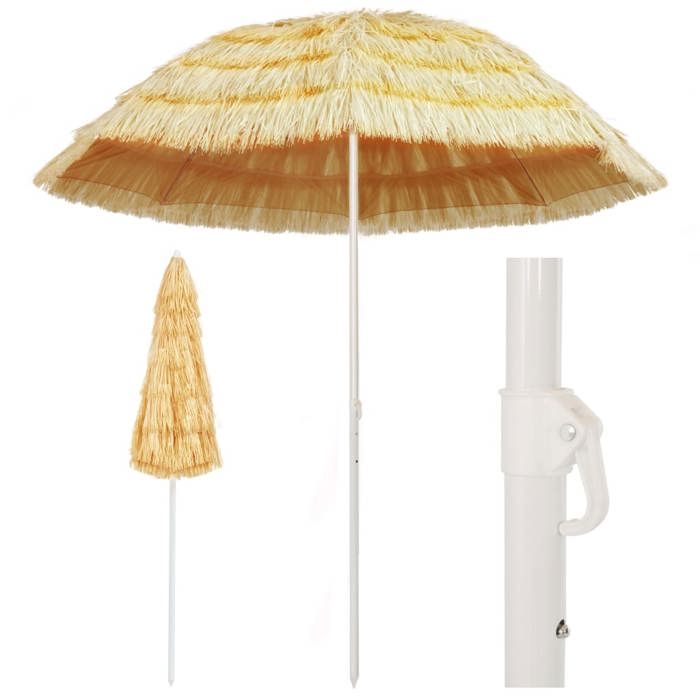VidaXL Natural Beach Umbrella Hawaiian Style, Patio Sunshade, Sun Shelter, Garden Parasol Terrace Courtyard 44548