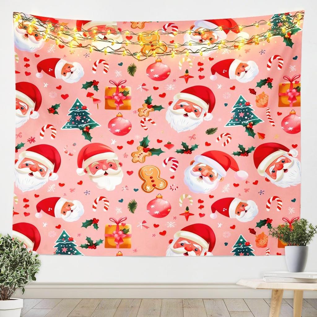 Merry Christmas Tapestry Wall Hanging Cookies Candy Tapestry for Kids Boys Girls Gingerbread Man Wall Tapestry Christmas Gifts