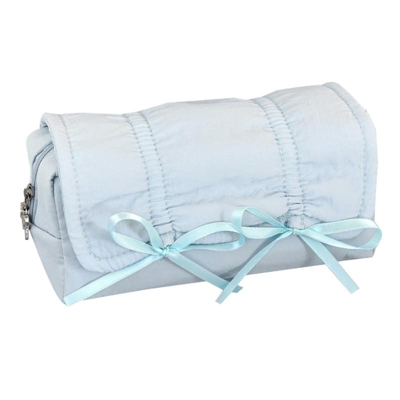 High Capacity Pencil Case Bowknot Pen Pouches Portable Pen Organizers Travel Makeup Storage Bag for Women Girl Student