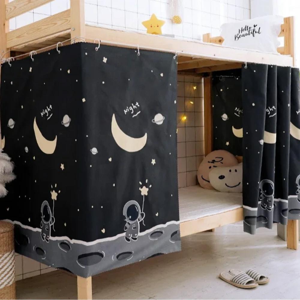 

2 шт. Затемняющая студенческая штора для кровати с мультяшным принтом, шторы для уединения, пылезащитная штора для двухъярусной кровати, тень для общежития 200x115 см W200xL115cm(2pcs)