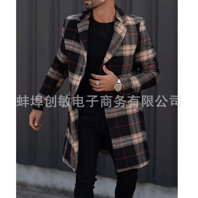 2025 Suit Collar Pocket Men's Coat Jacket Men's Large Size Windbreaker Autumn and Winter Woolen Coat