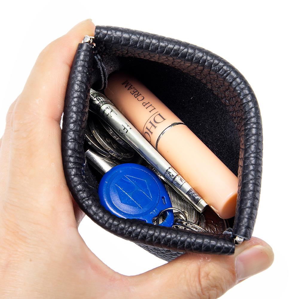 Damen Mini Leder Federclip Geldbörse - Aufbewahrungstasche für Kopfhörer und Münzen