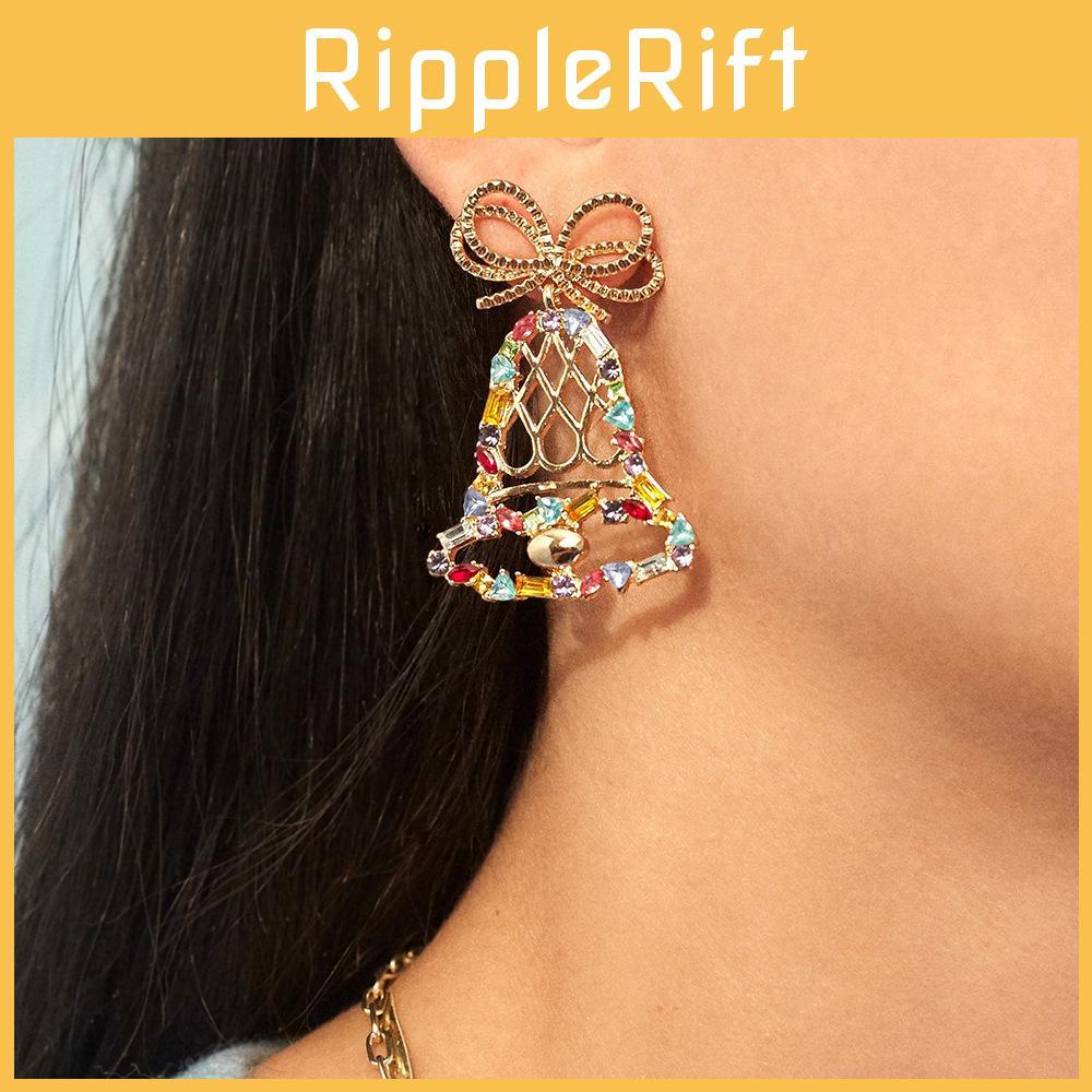 Stylish Alloy Crystal Bell Earrings Modern Design Perfect For Celebrations