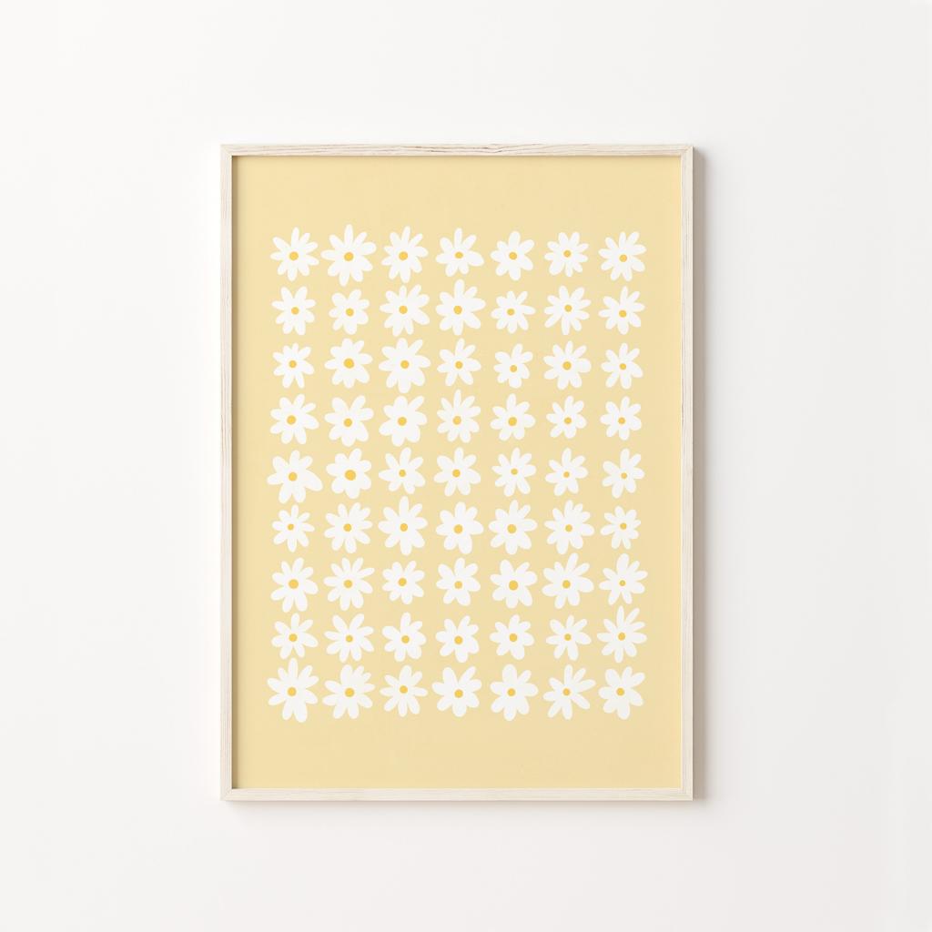 Flower Wall Art Canvas Print Natural Pastel Daisies Floral Illustration Poster Botanical Market Living Room Bedroom Decoration
