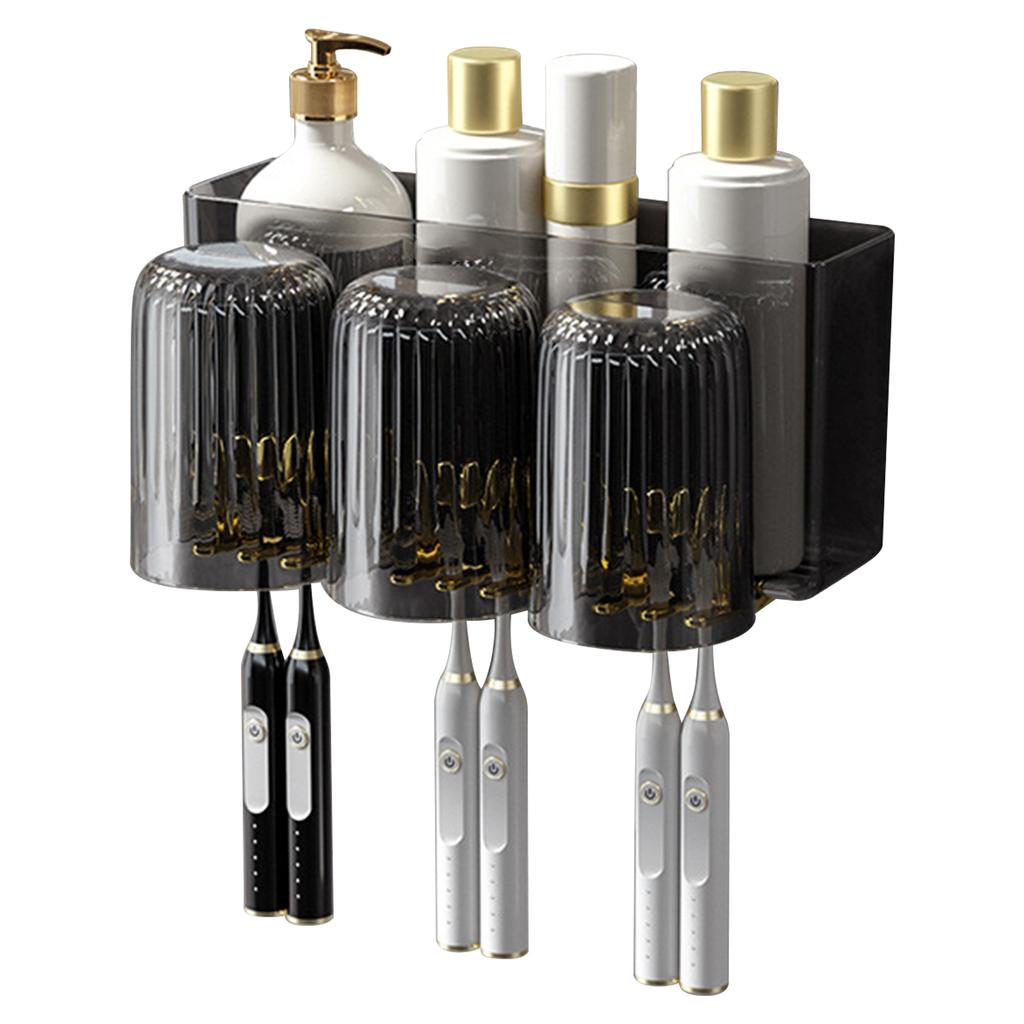 Wall Mounted Toothbrush Storage Organizer Punching Free Hygienic Durable Stylish for Bathroom 3